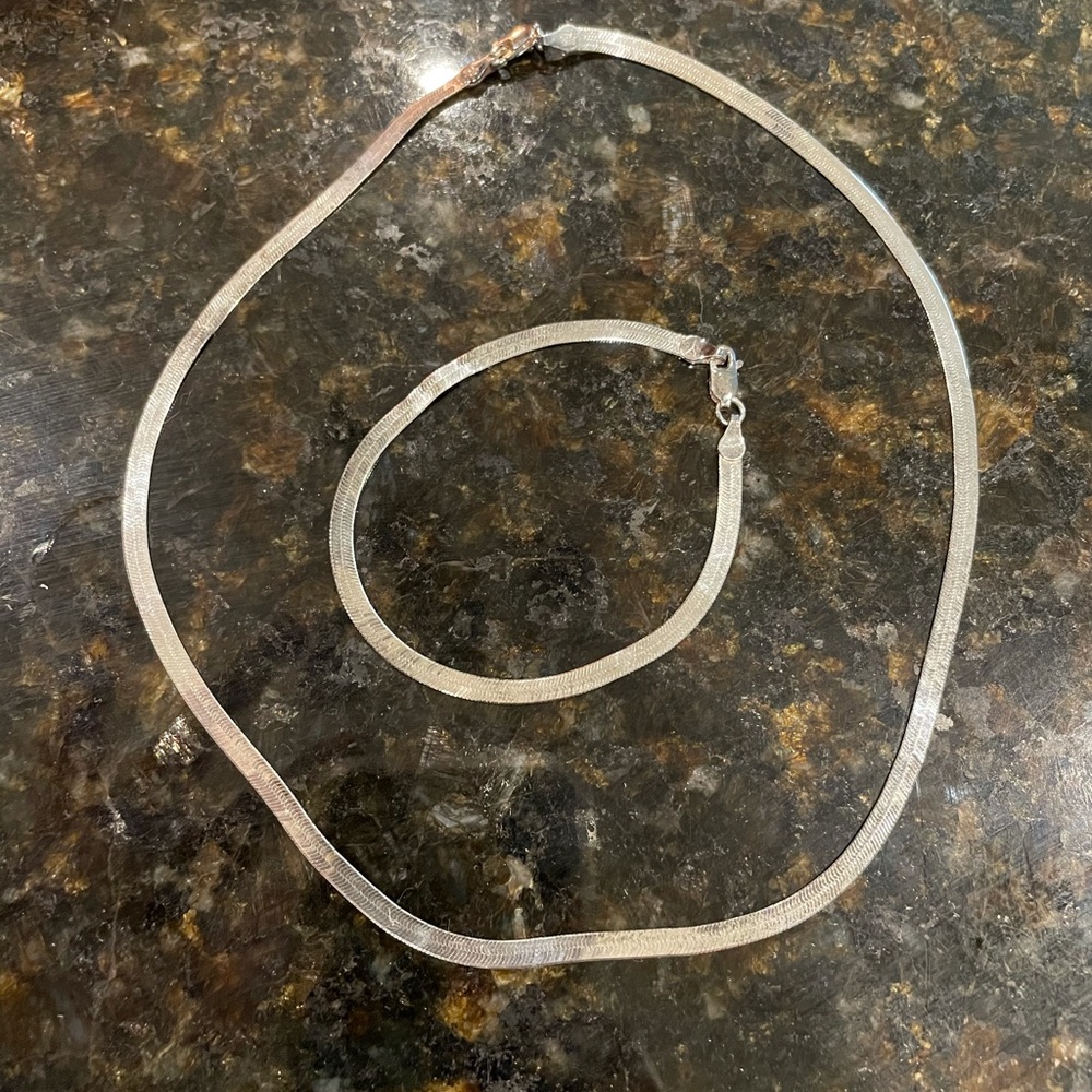 Sterling Silver Necklace and Bracelet